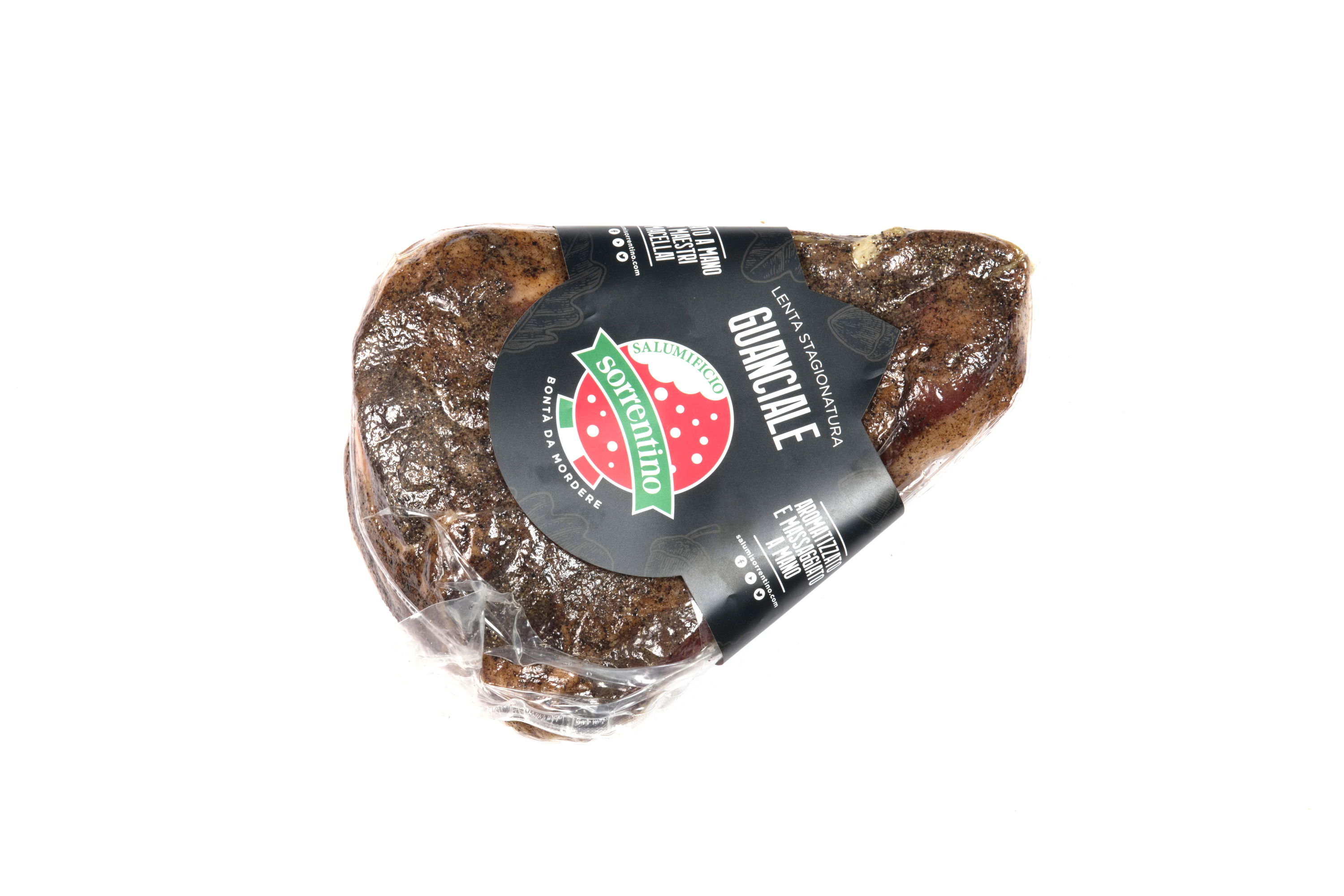 Sorrentino Guanciale suino pepato mit Pfeffer zirka 1,5Kg, Preis pro Kg (cod. 1215SV)/ Sorrentino 