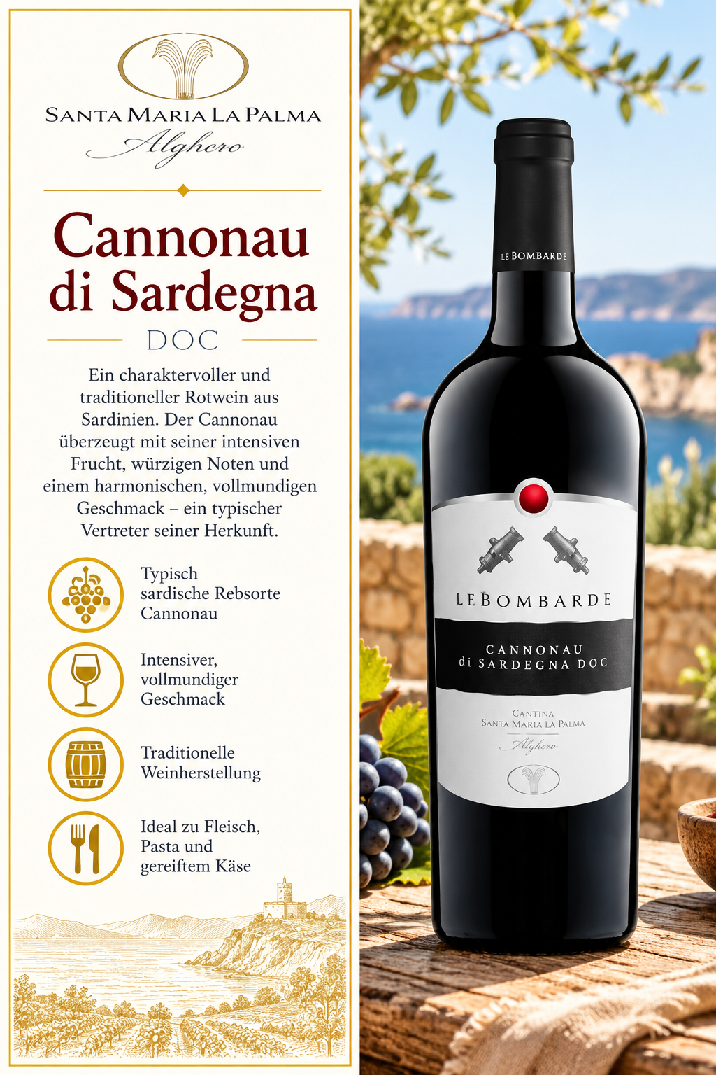 Cannonau, Rotwein, Sardegna, Vin, Flasche