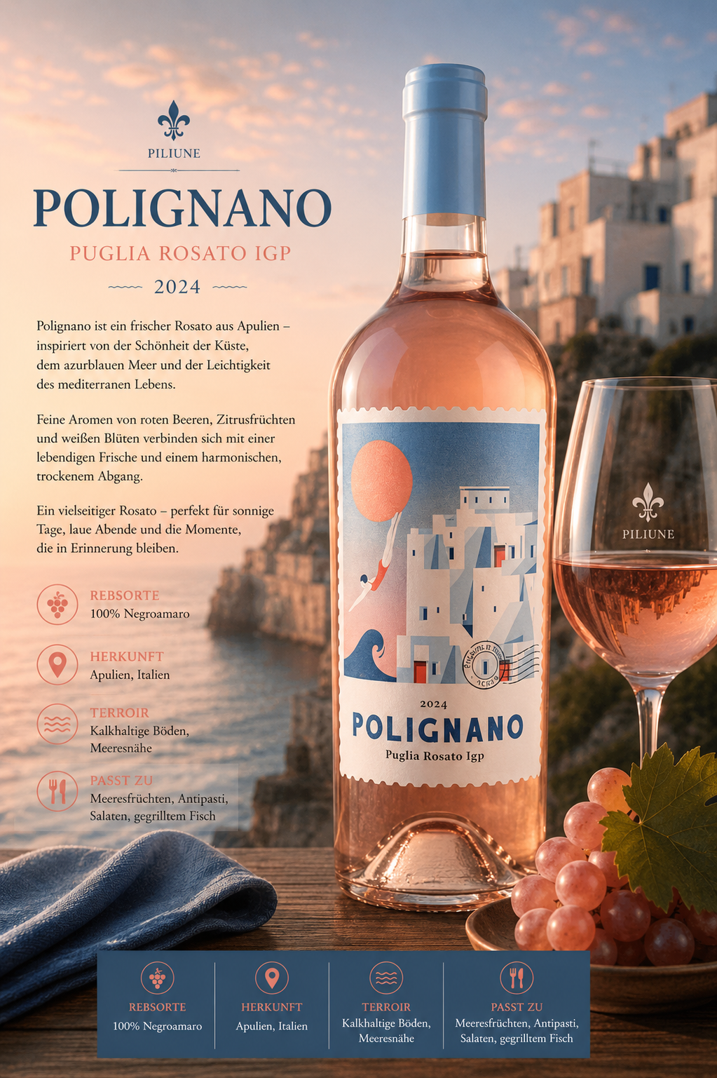 rosé, weinflasche, roséwein, apulien, igp