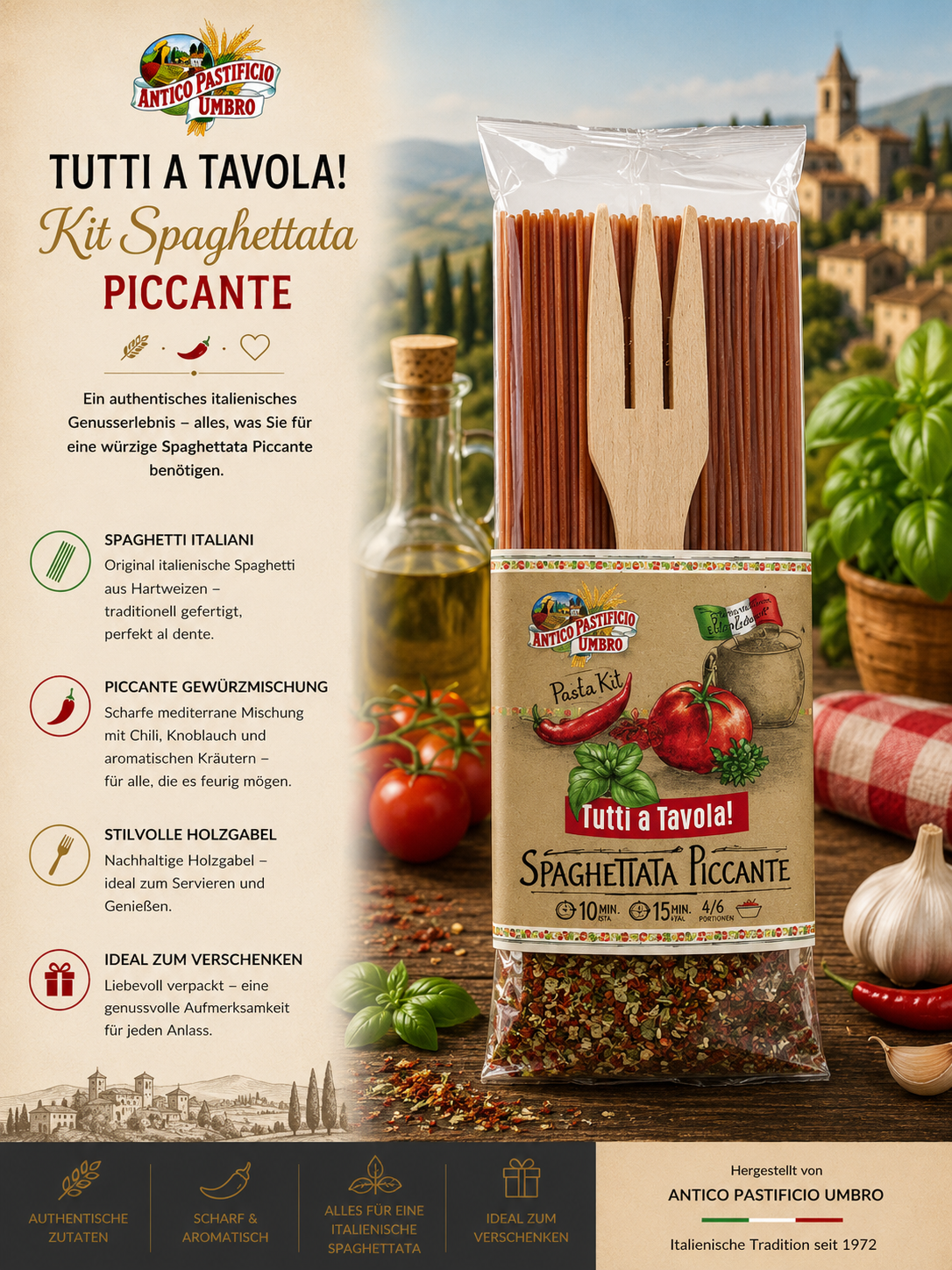 Spaghetti, Spaghetti Kit, Piccante, Pasta Kit, Gewürzmischung