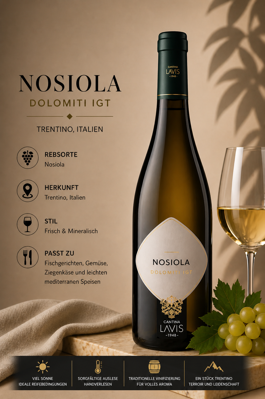 Wein, Weinflasche, Dolomiti IGT, Monte Dolomiti, Glaswein