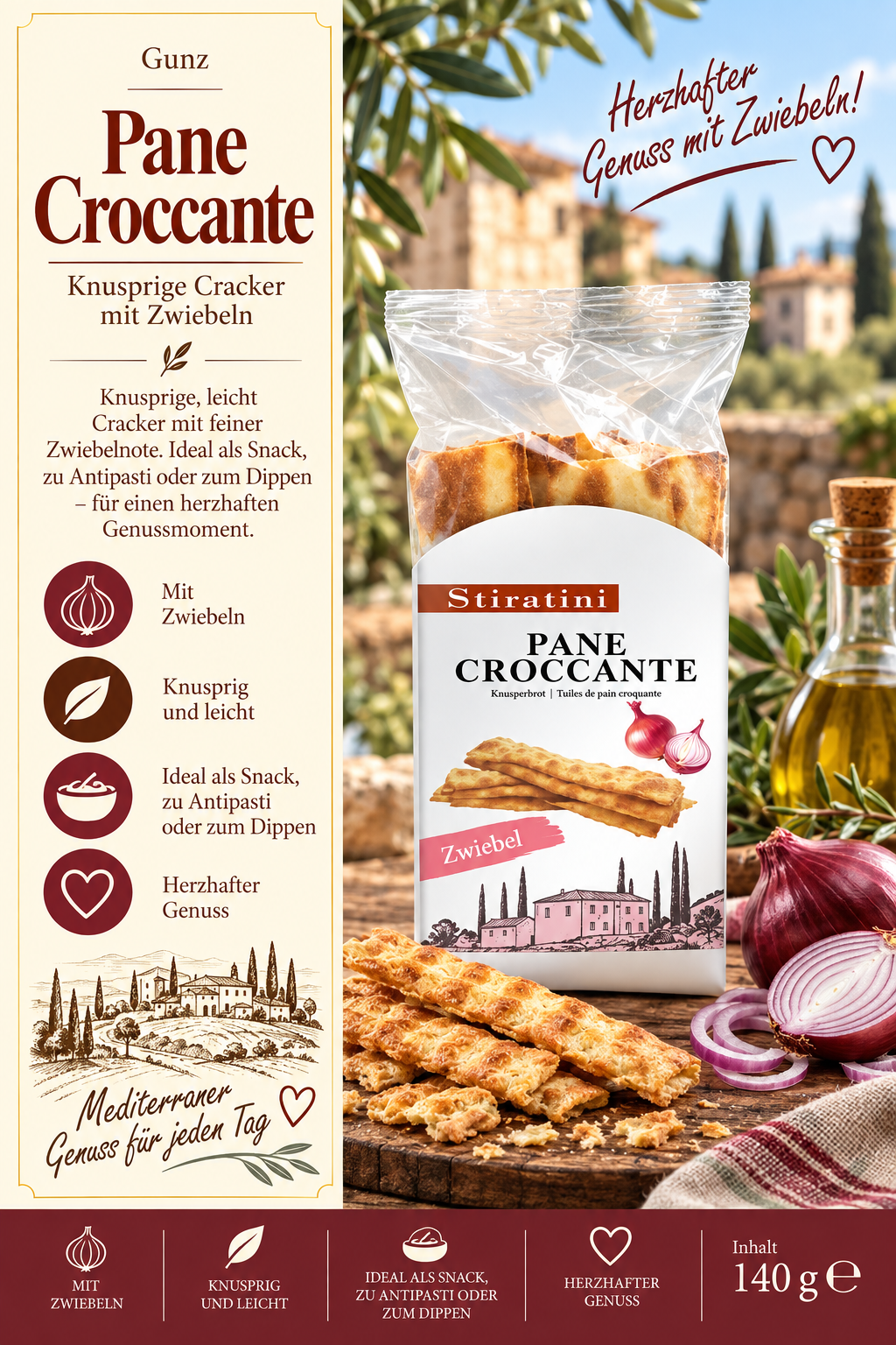 Käsecracker, Zwiebeln, Pane Croccante, Knusprig, Snack