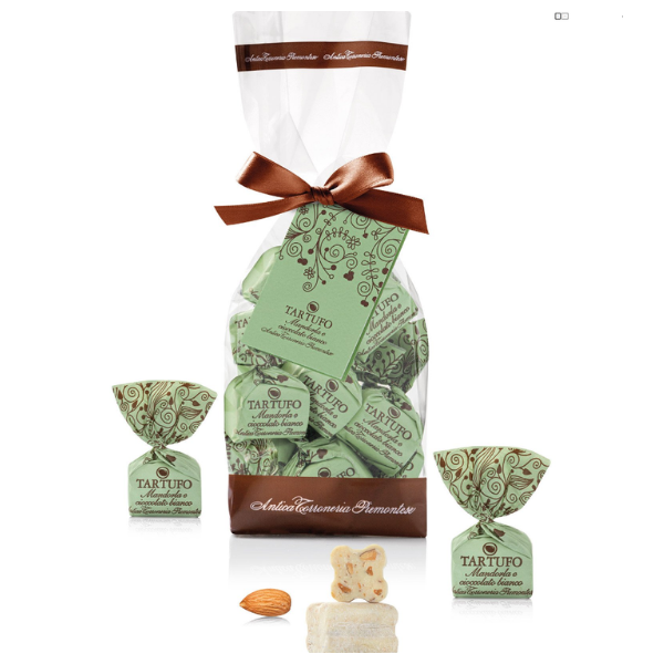 Trüffelpralinen Tartufo Mandeln und Weißer Schokolade 200g | Antica Torroneria Piemontese