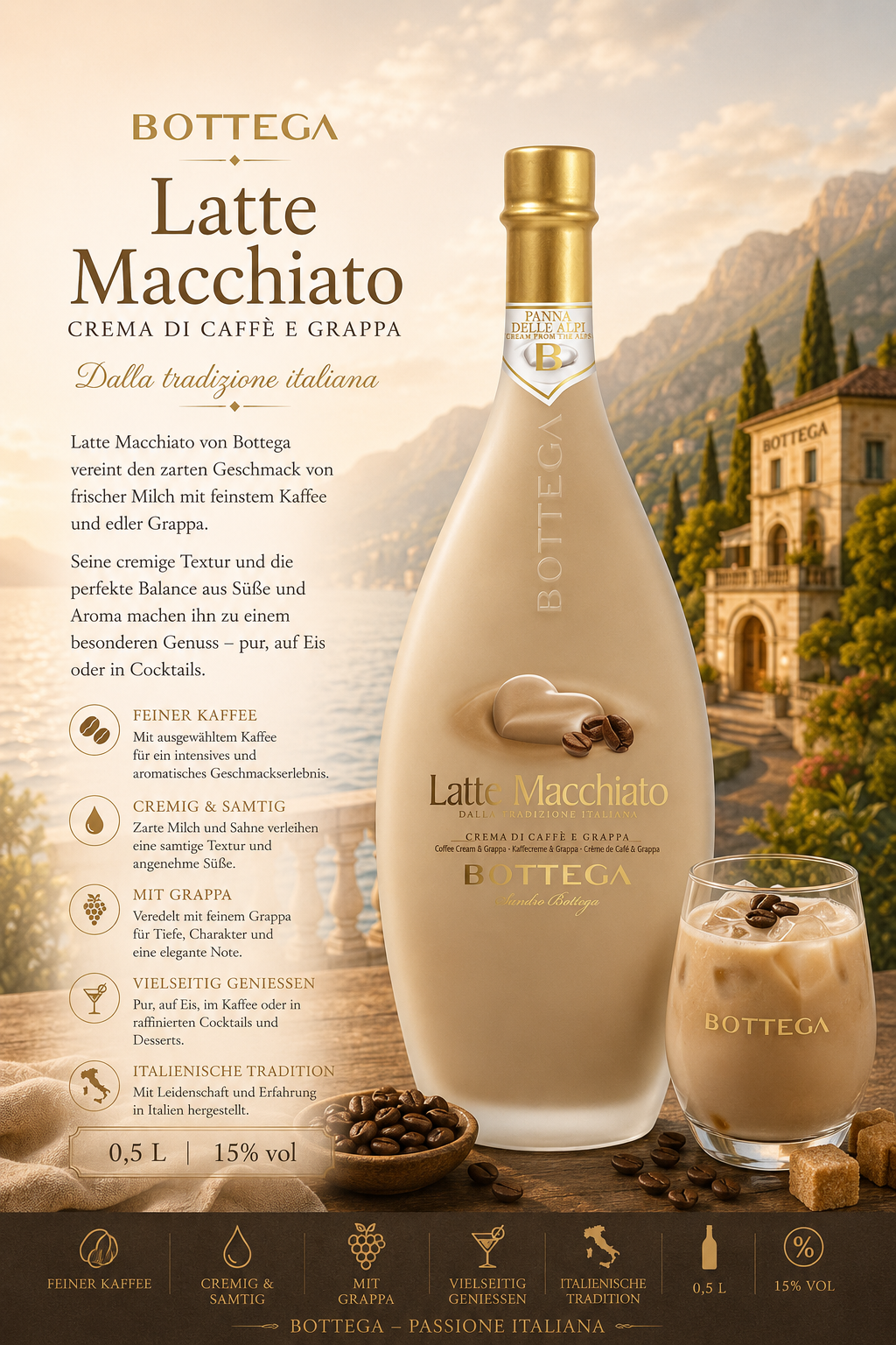 Latte Macchiato, Crema di Caffè, Grappa, Milchgetränk, Kaffeegetränk