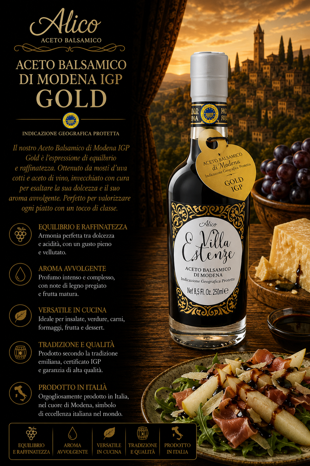 Aceto Balsamico, Modena IGP, Gold, Flasche, Salat