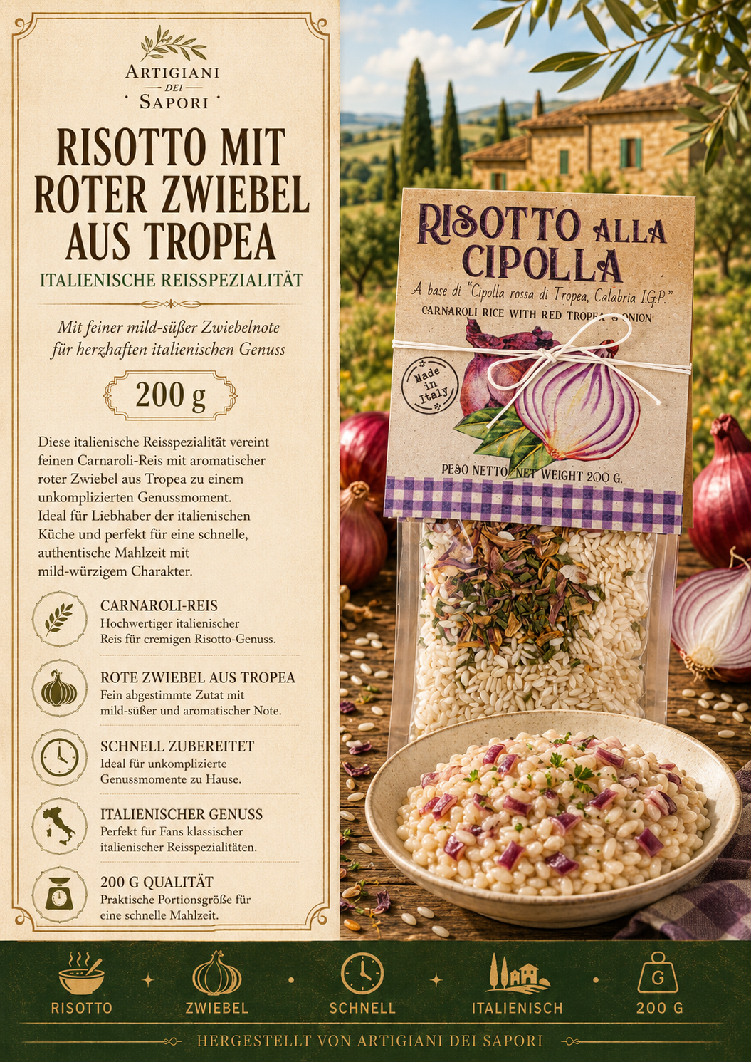 reis, risotto, zwiebel, tropea, italienisch