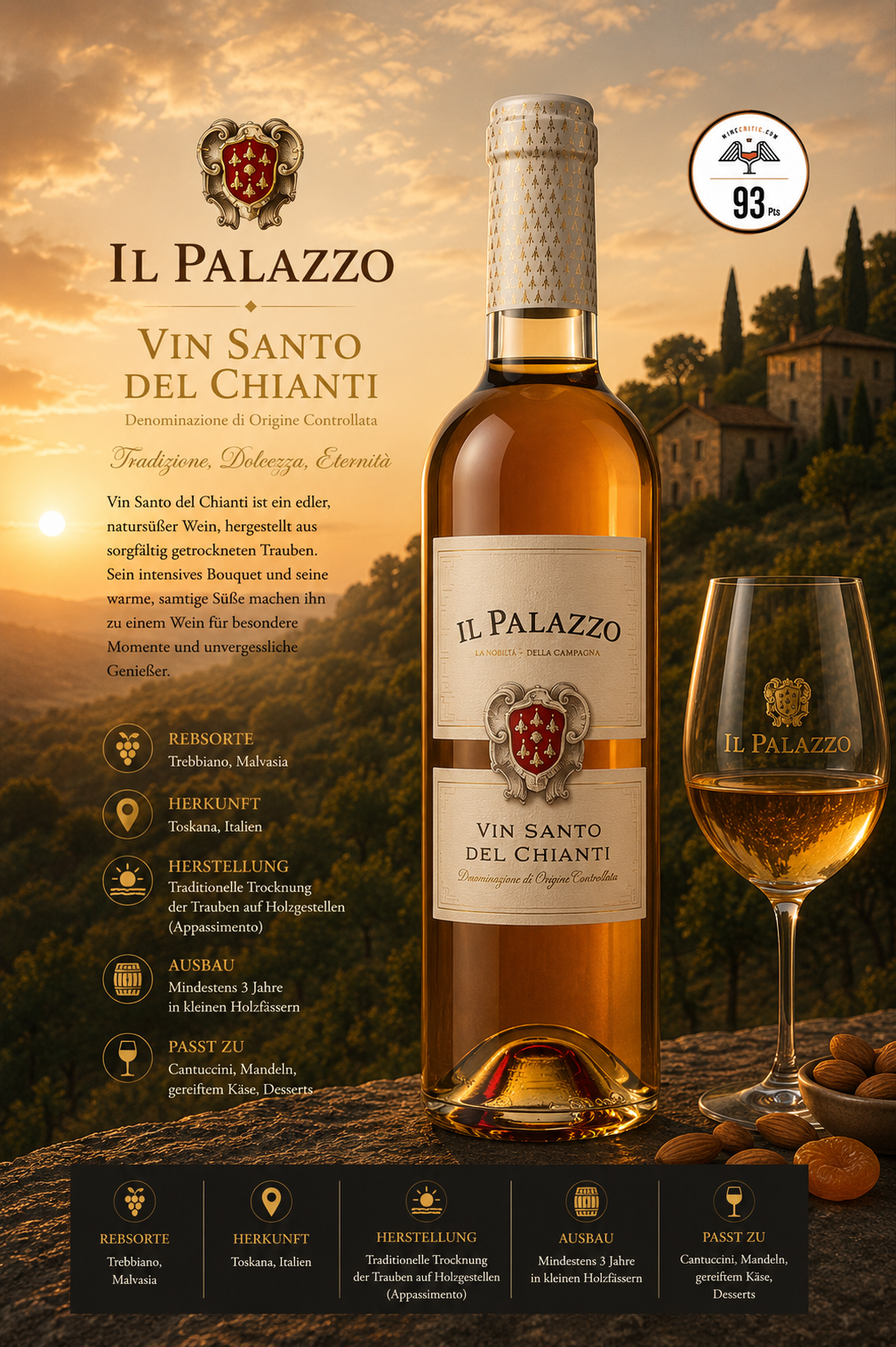 Weißwein, Vin Santo, Chianti, Flasche, Glas