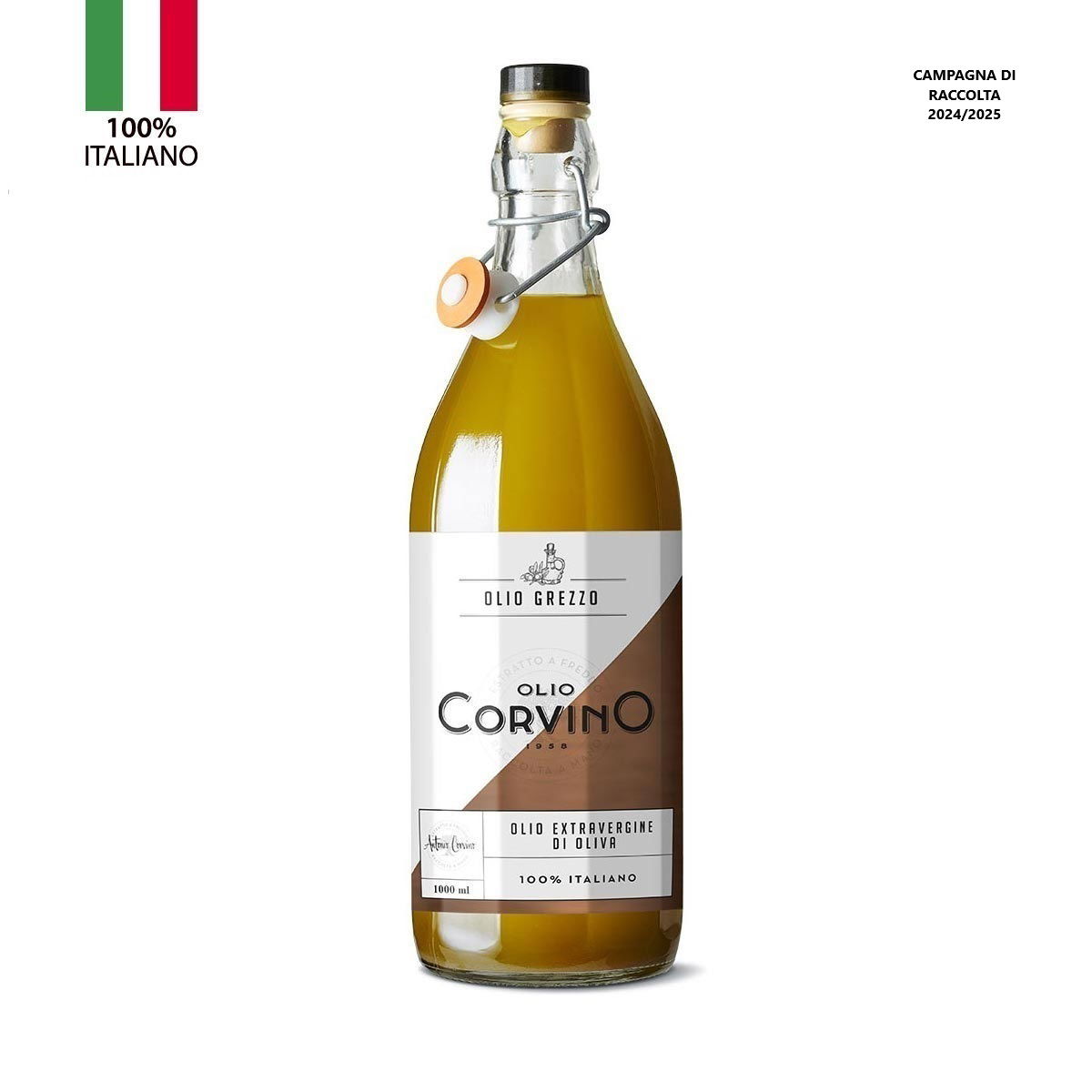 Olio extra vergine Colline d´Abruzzo Grezzo 100% Italienisch Ungefiltert 1 Liter/Corvino