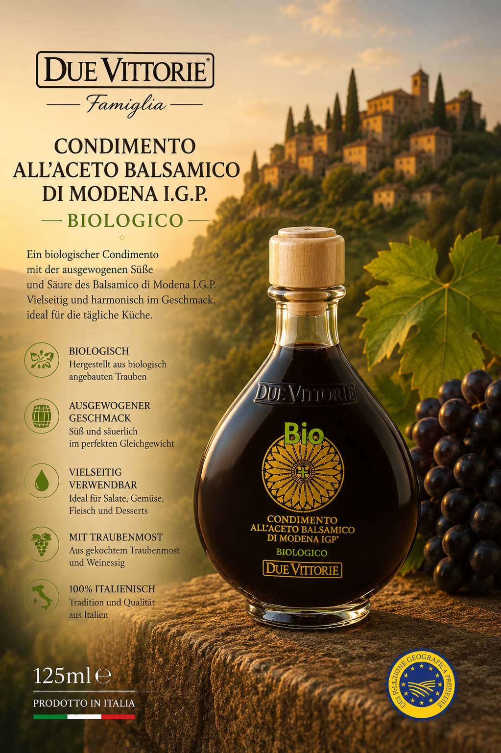 Balsamico, Essig, Öko, Biologico, Glasflasche