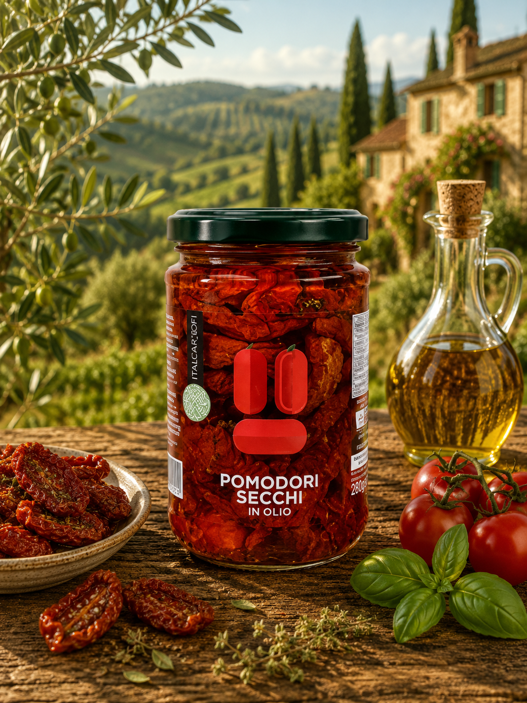 Tomatenkonserven, Getrocknete Tomaten, In Öl, Glas jar, Italische Küche
