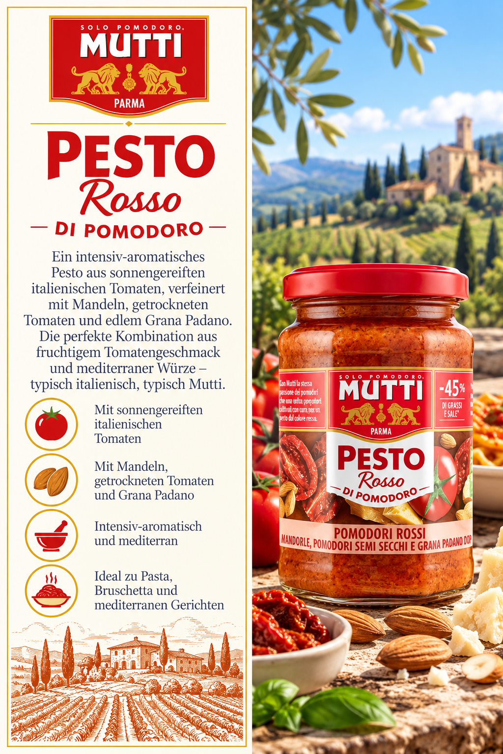 Pesto, Pasta-Soße, Tomatenpesto, Rot, Glas