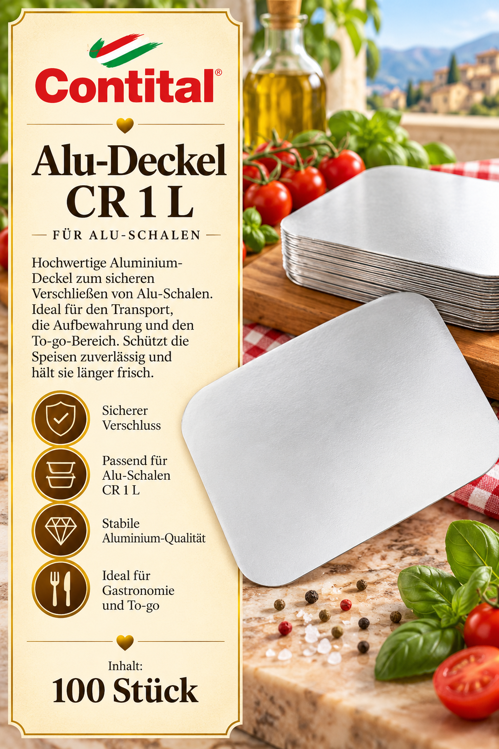 Alu-Deckel, Deckel, Aluminium, 100 Stück, Küchenglas