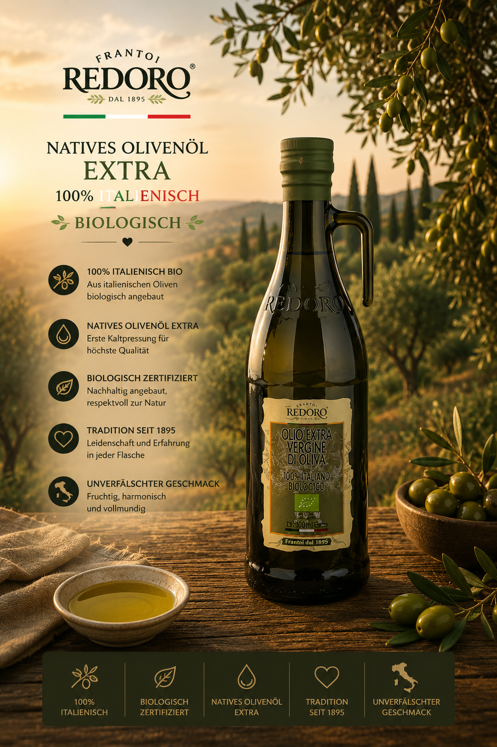 olivenöl, extra, biologisch, italienisch, flasche