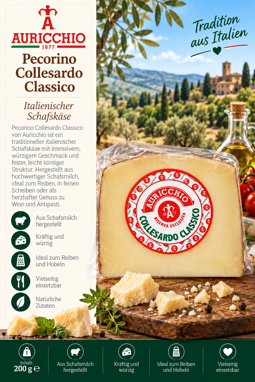 Käse, Pecorino, Classico, Italienischer Käse, Schafmilchkäse