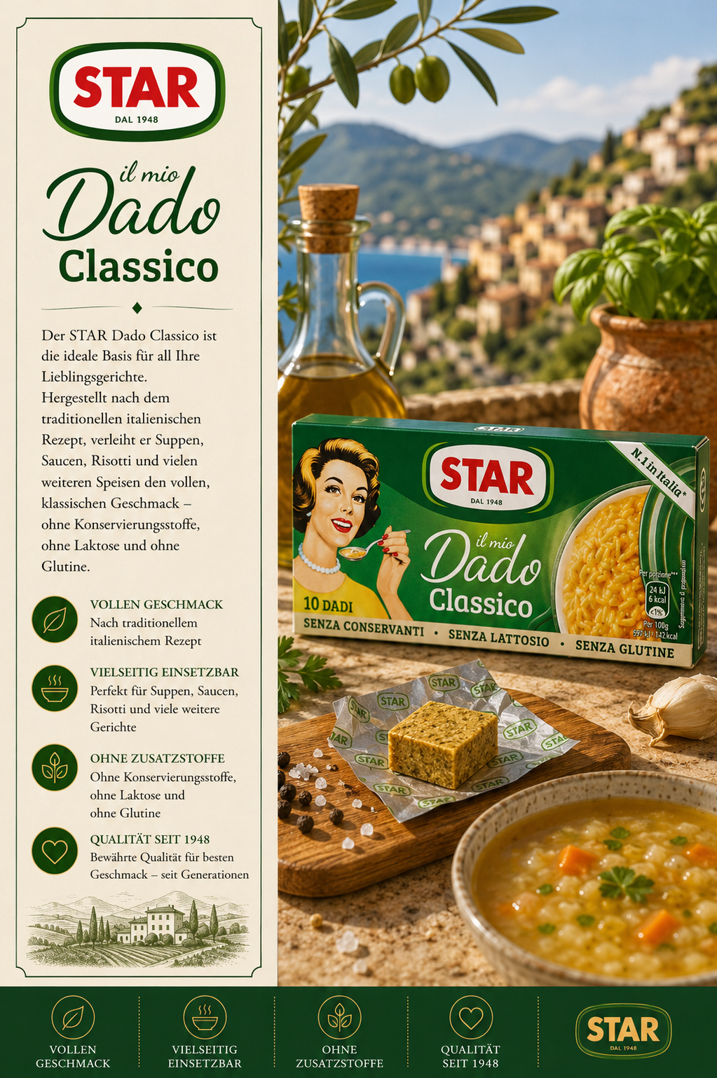 Pasta, Dado Classico, Nudeln, Olivenöl, Boxenverpackung