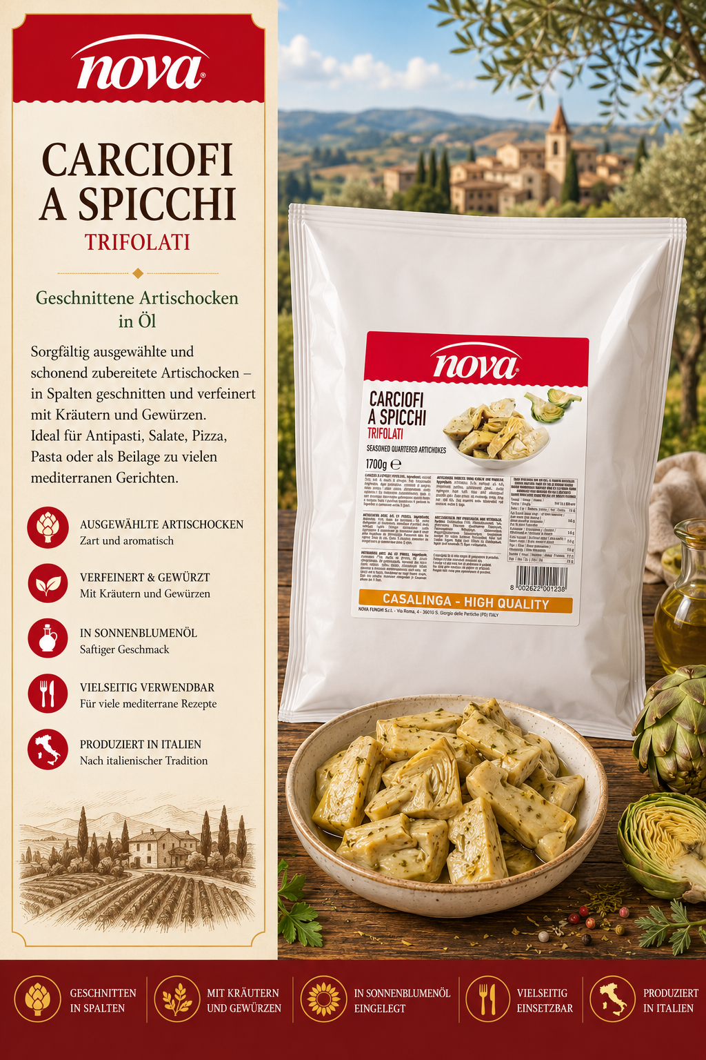 Artischocken, in Öl, Trifolati, Casalinga, italienisch