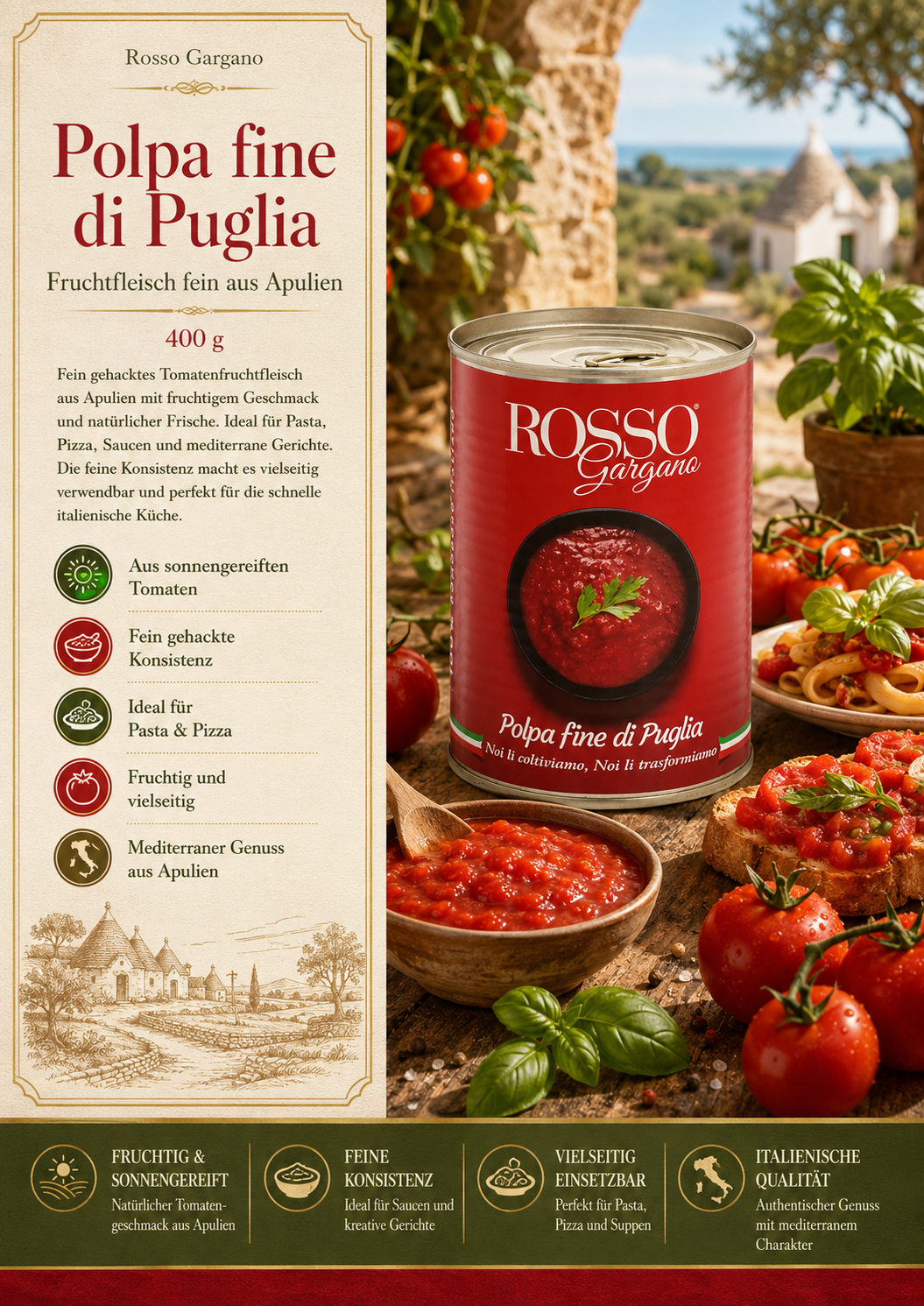 Tomatensauce, Pasta-Sauce, Rot, Käse?, Polpa fine di Puglia