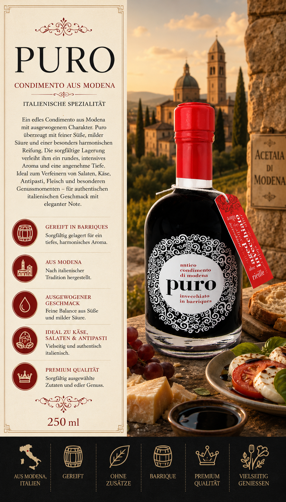 Liköre, Balsamico-Likör, 250 ml, Barrique, Italienische Spezialität