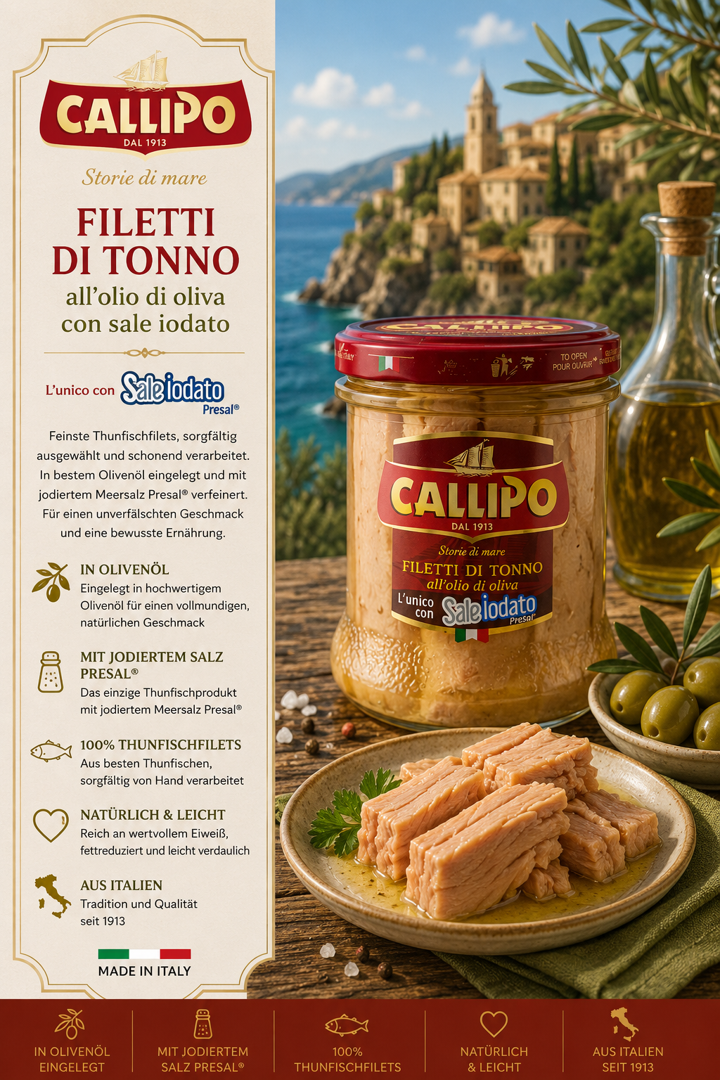 Thunfisch, Filet, Olivenöl, Saline, Italien