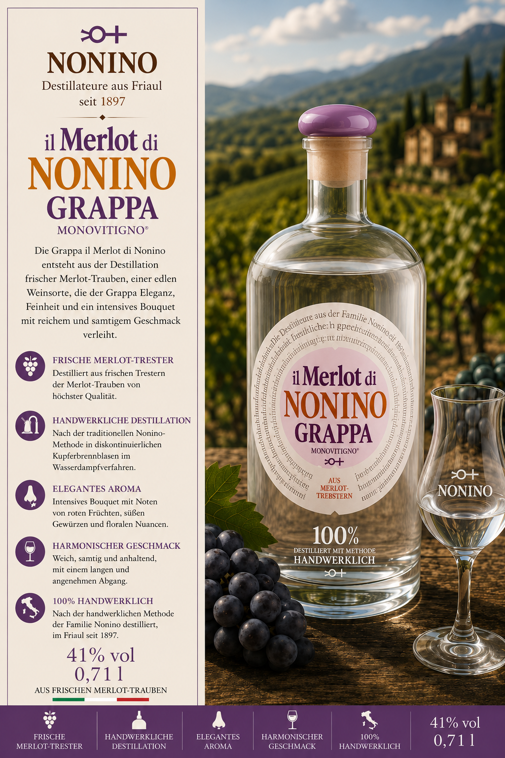 Merlot, Grappa, Destillat, Karaffe, Glas