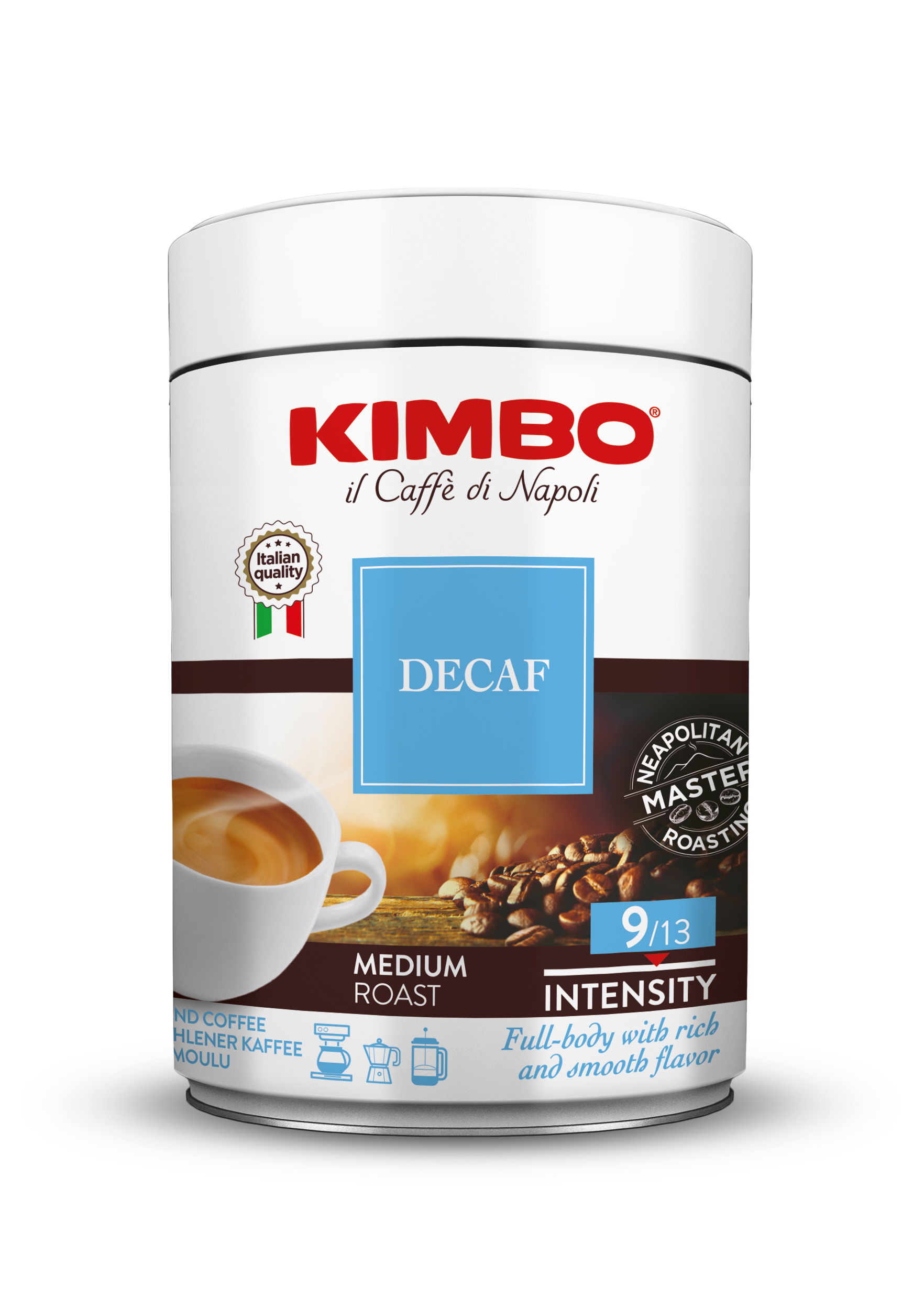 Caffe Espresso ohne Koffein gemahlen Dose 250g | Kimbo