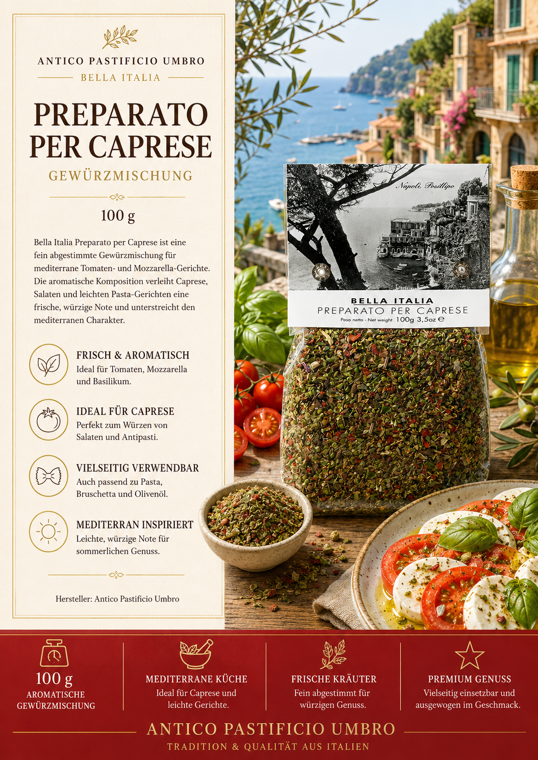 Gewürzmischung, Mediterrane Küche, 100 g, Caprese, Italienische Gewürze