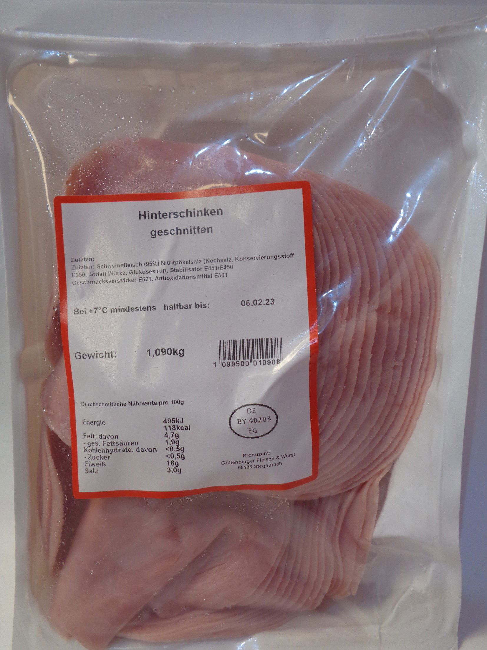 Hinterschinken geschnitten ca1 Kg