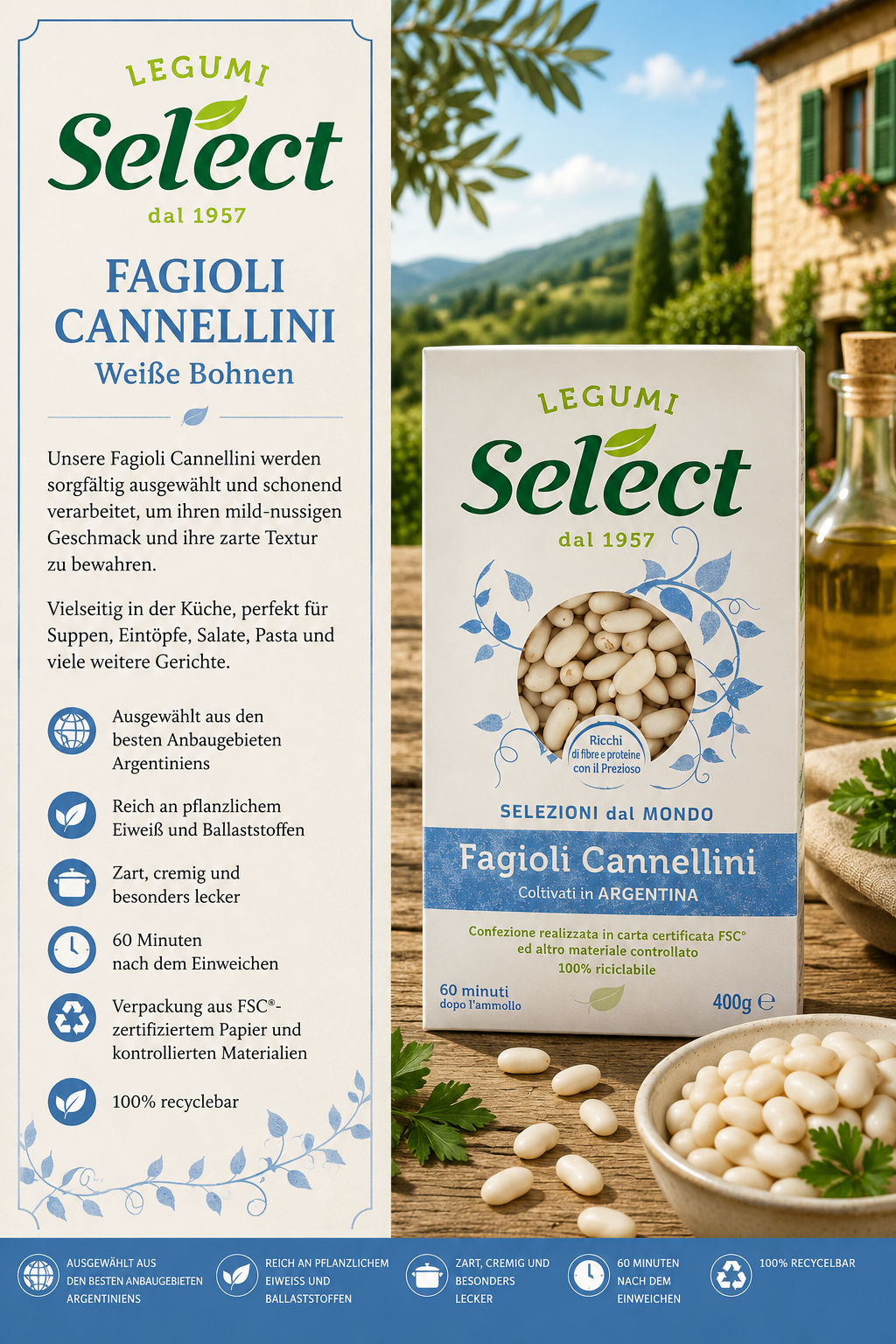 Fagioli, Cannellini, Weiße Bohnen, Argentinien, Select Box