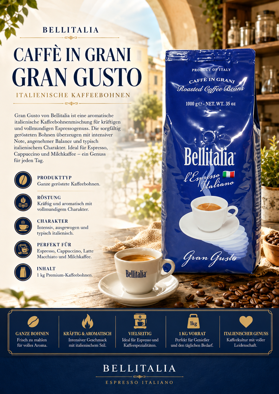 Kaffee, Kaffeebohnen, Espresso, Packung, Blaue Verpackung