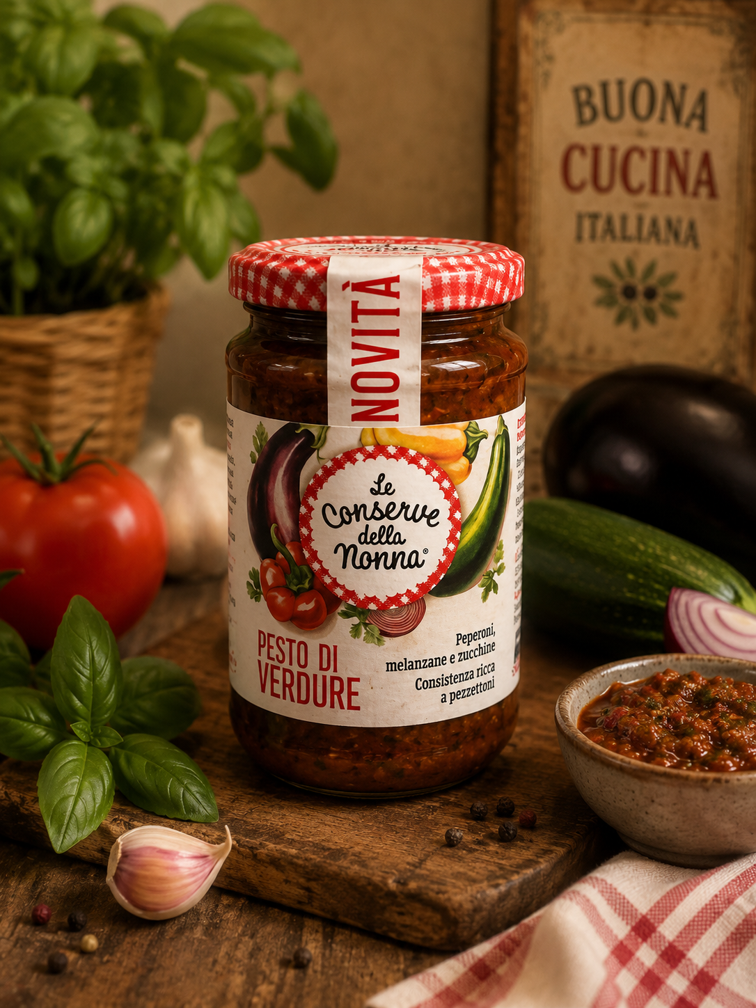 Pesto, Pasta-Sauce, Gemüsepesto, Glas-Napolitana, Italienische Konserve