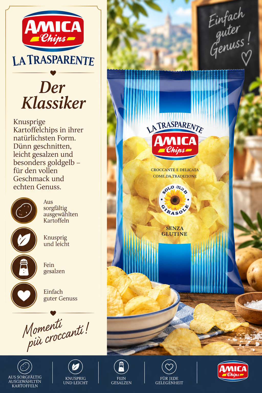 Kartoffelchips, Chips, Glutenfrei, La Trasparente, Amica Chips