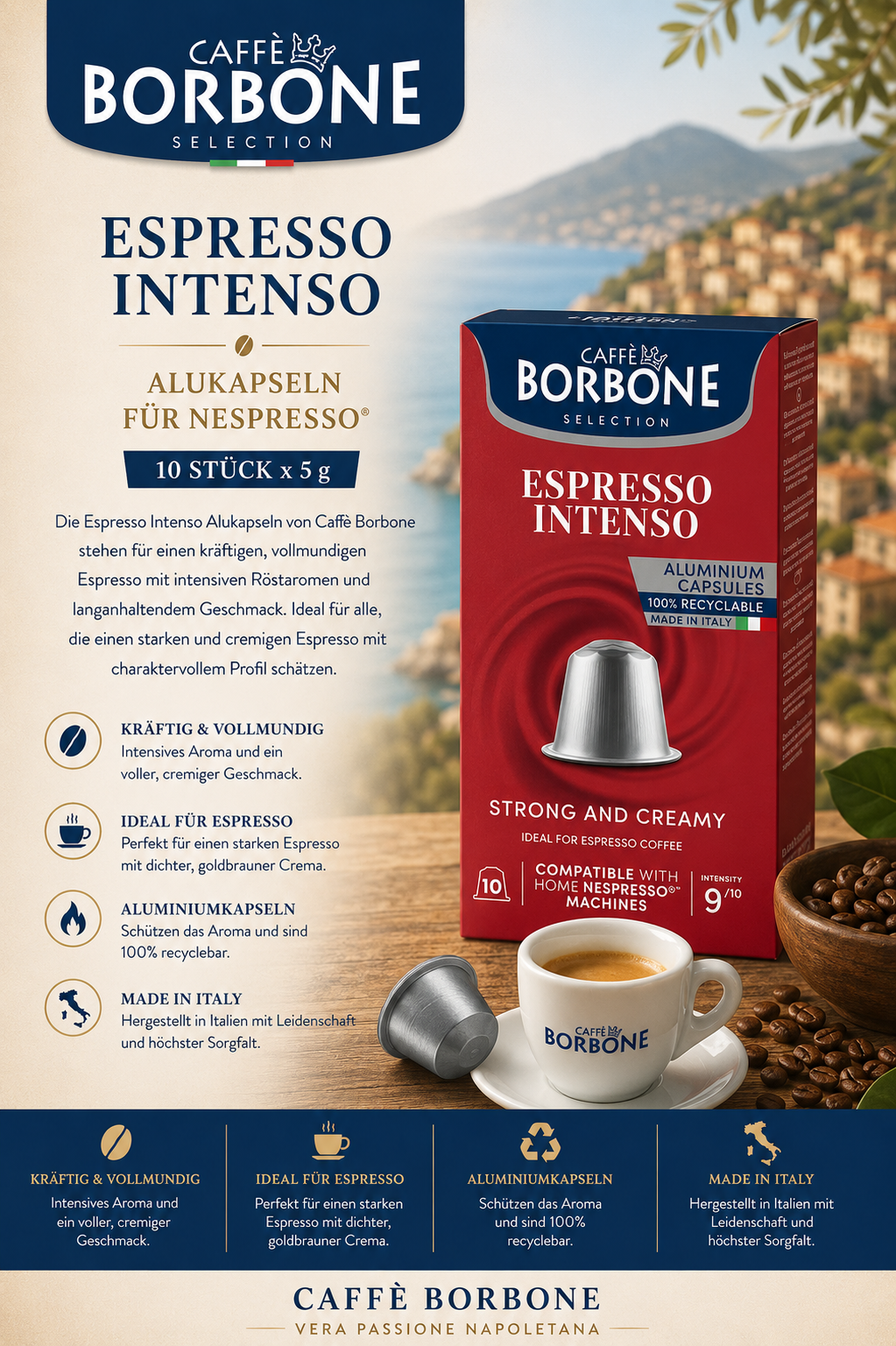 Espresso, Kapseln, Alukapseln, 100% recycelbar, Italien