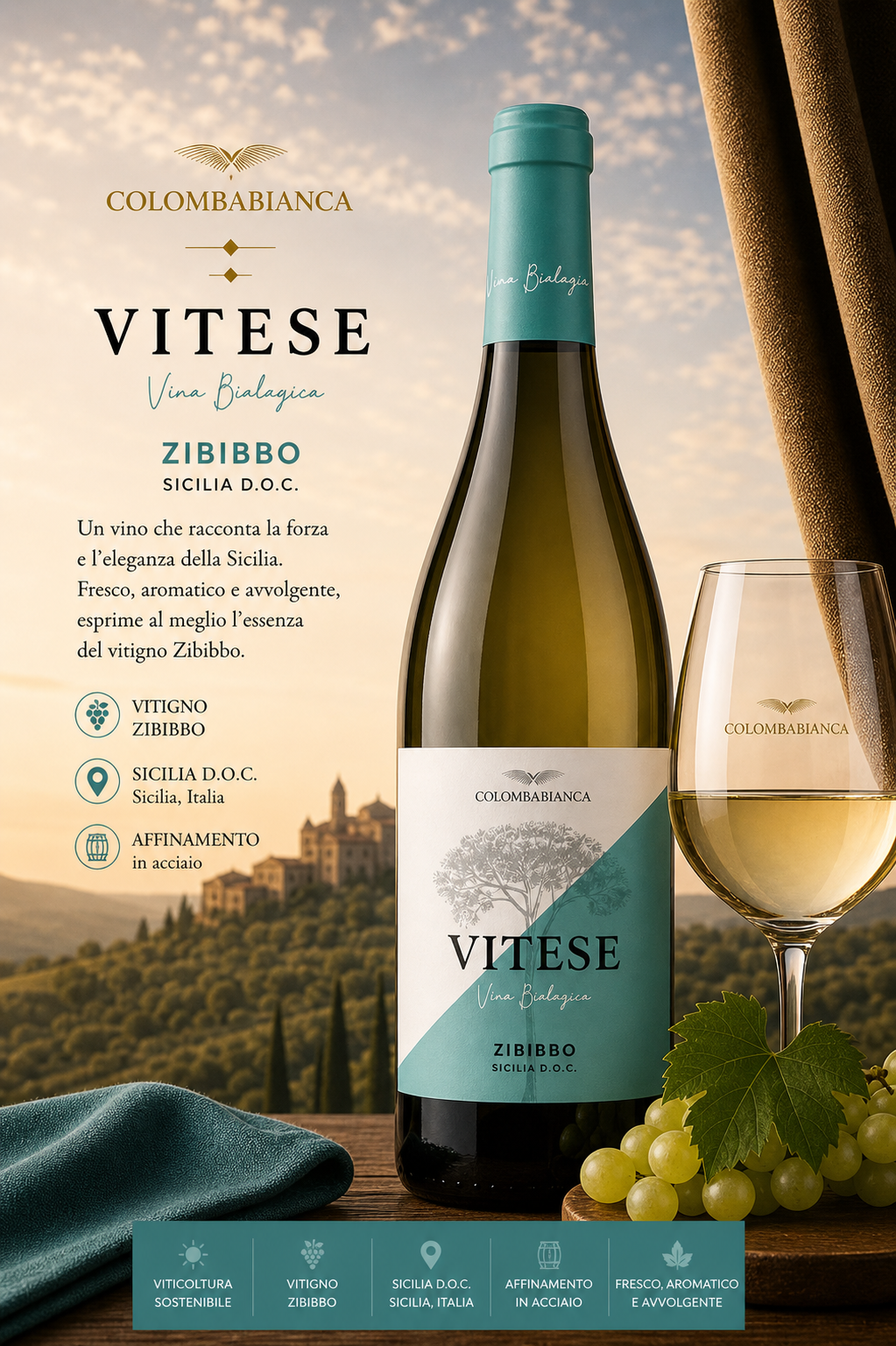 Wein, Vino, Weißwein, Zibibbo, Sicilia D.O.C.