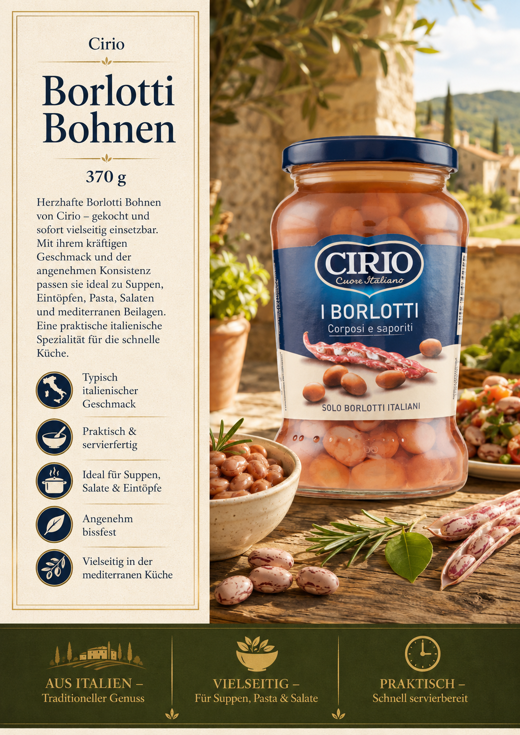 Glas Borlotti Bohnen, Borlotti Bohnen, Italienische Bohnen, Konservierte Bohnen, Suppe Bohnen