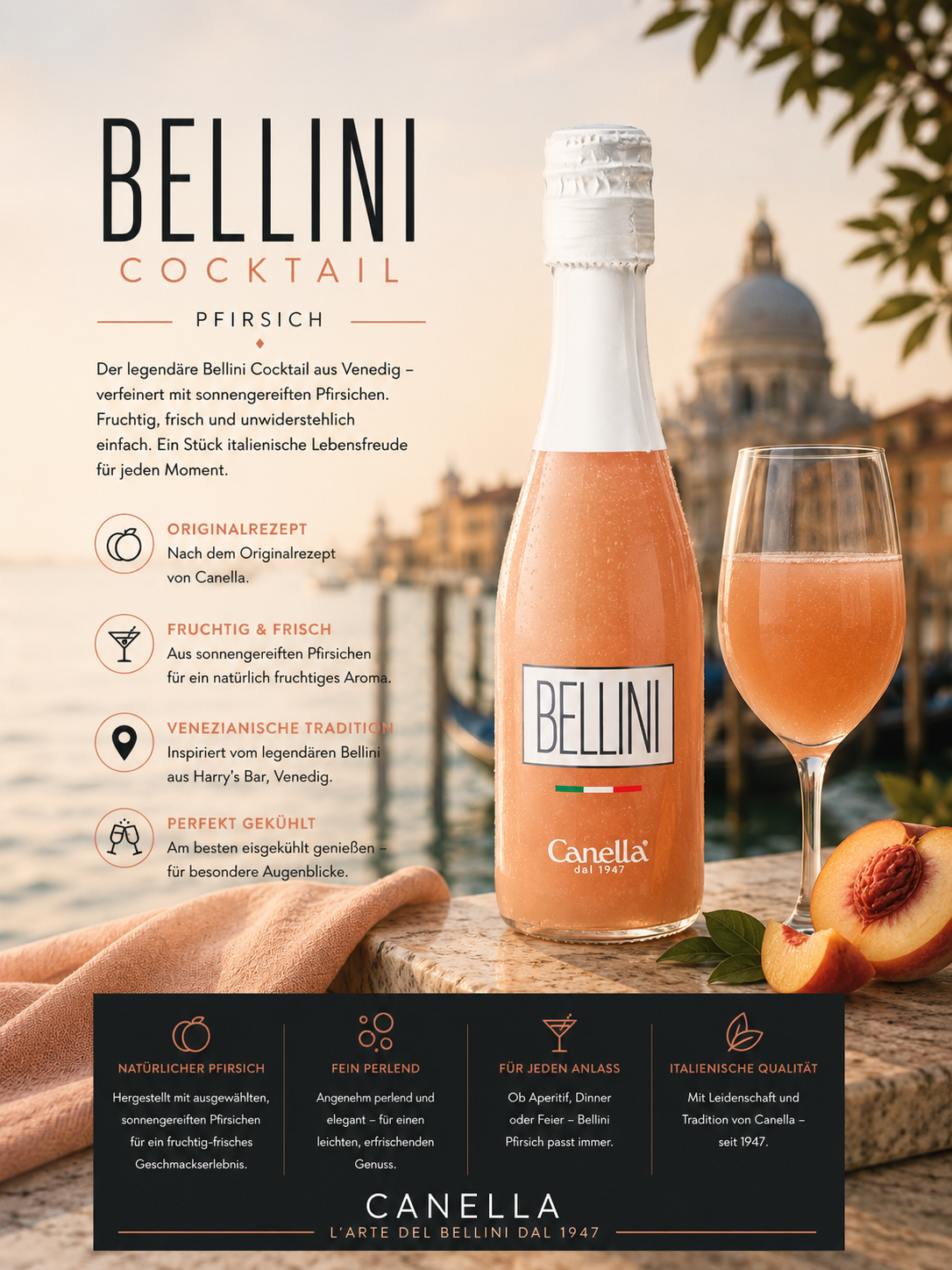 Pfirsich, Cocktail, Flasche, Bellini, Pfirsichsaft