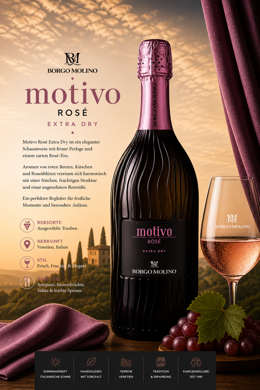 Rosé, Schaumwein, Flasche, Weintrauben, Etiketten