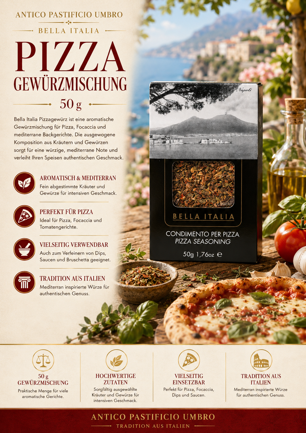 pizza seasoning, gewürzmischung, italienisch, 50 g, pizzagewürz