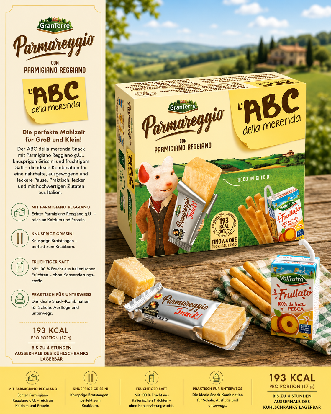 Parmigiano Reggiano, Käse, Snack, Sticks, Boxenprodukt