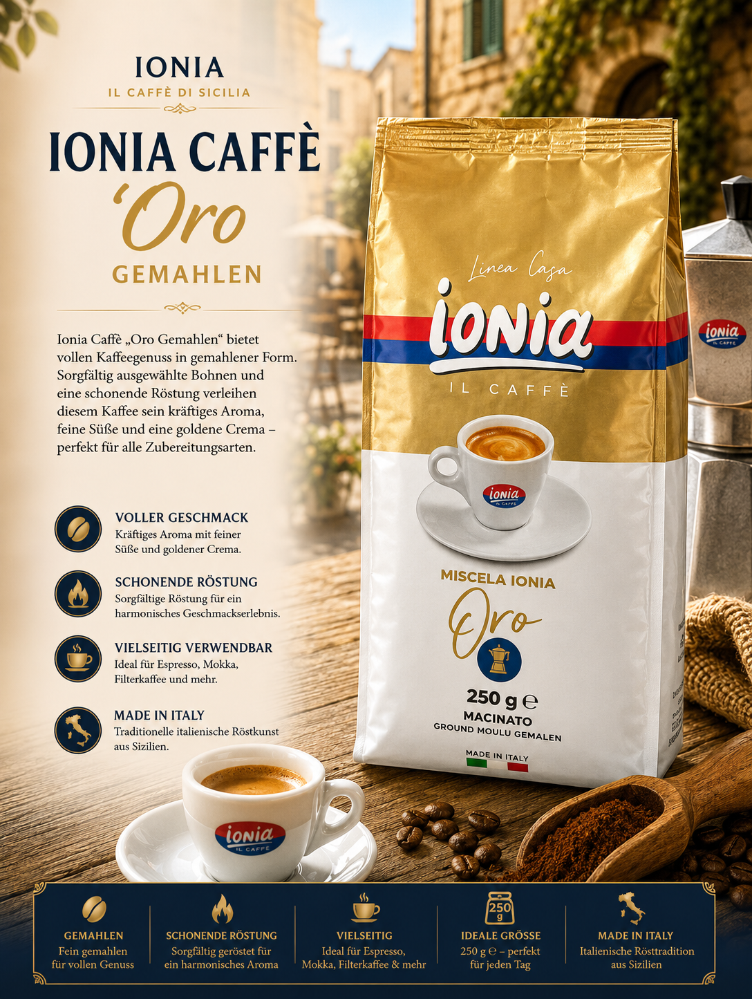 Kaffee, Kaffeemischung, Mahlgrad, 250 g, Italienisch