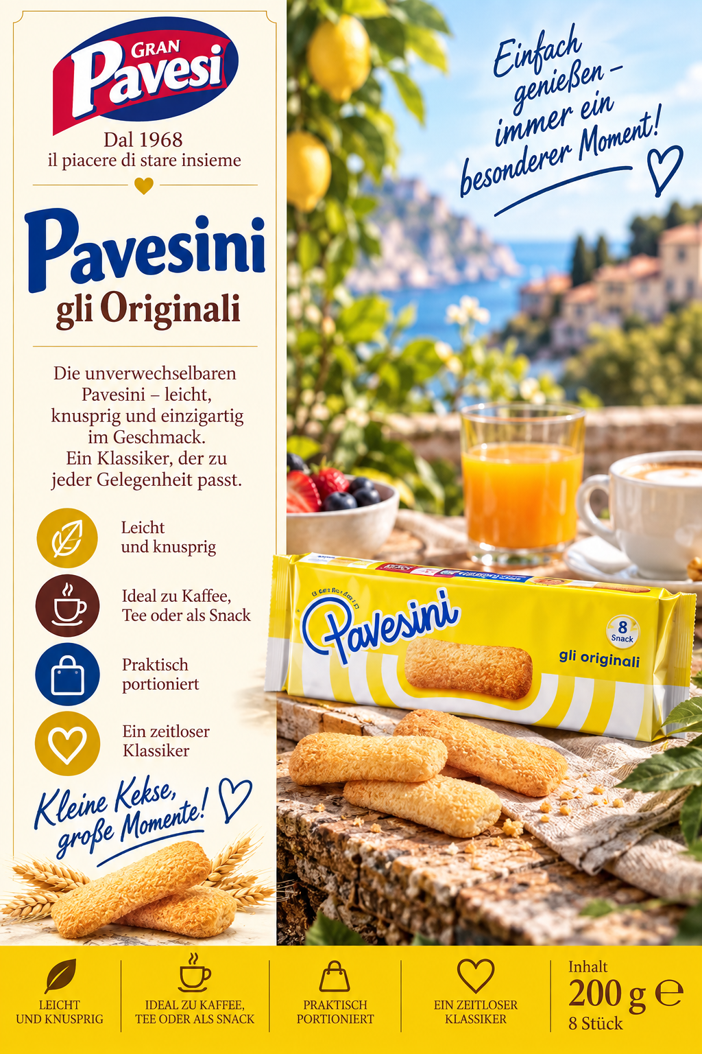 Pavesini, Keks, Snack, 200 g, 8 Stk