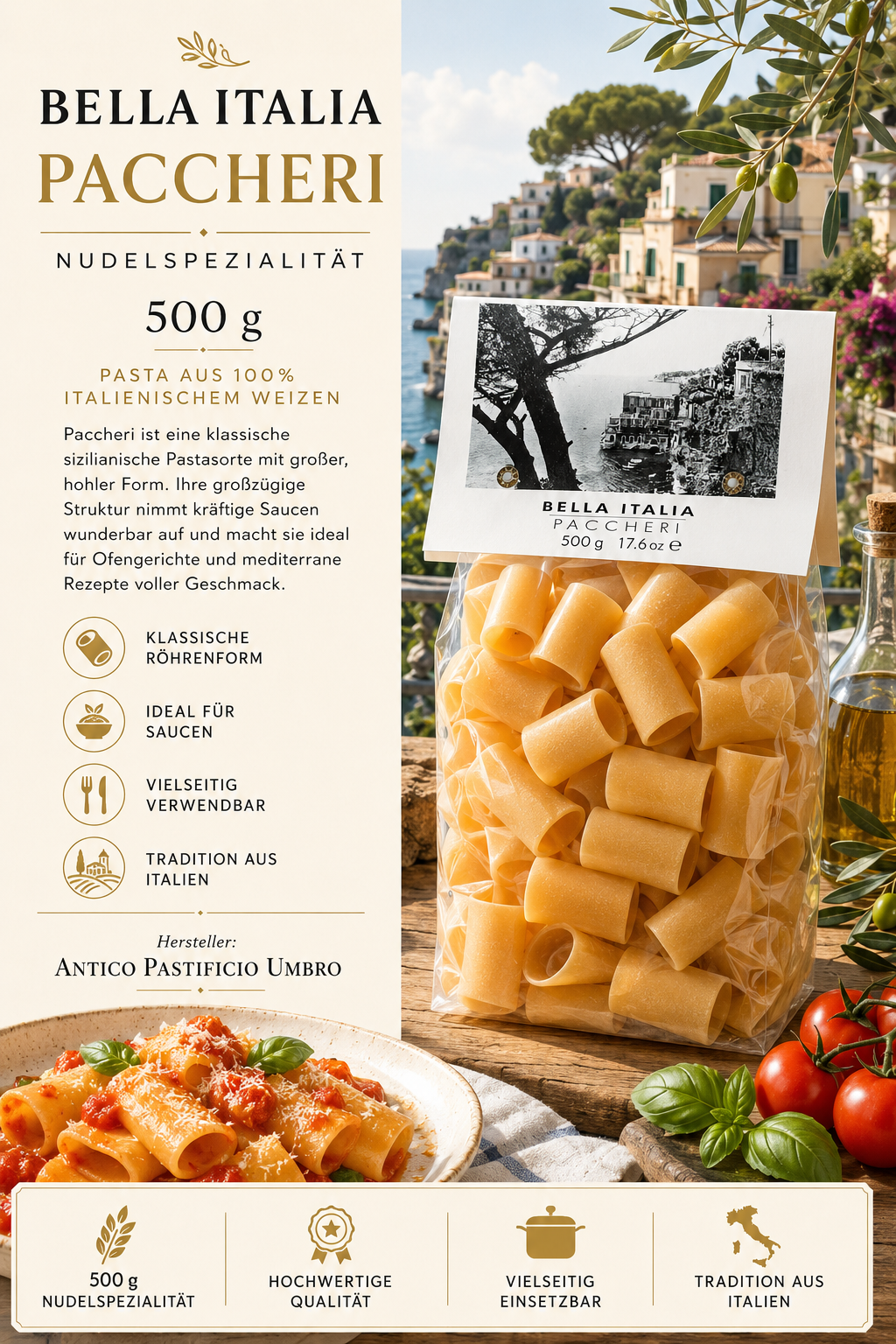 Pasta, Pastaform, Rigatoni, Nudeln, Italien