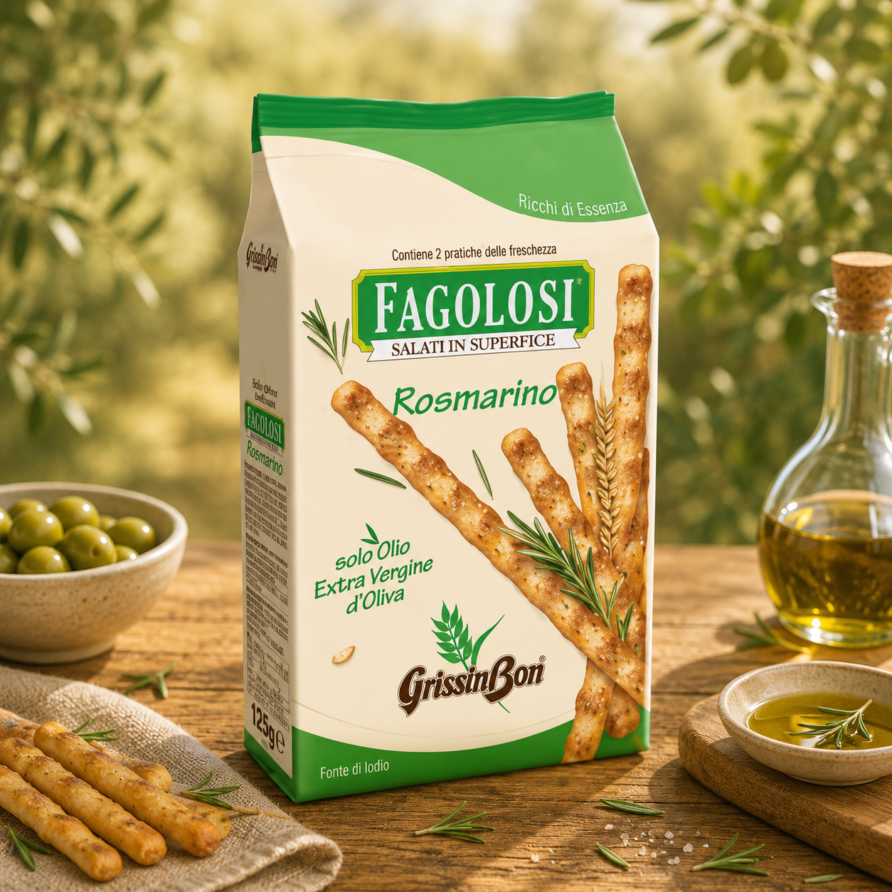 grasstics, grissini, olio d'oliva, rosmarino, spuntino italiano