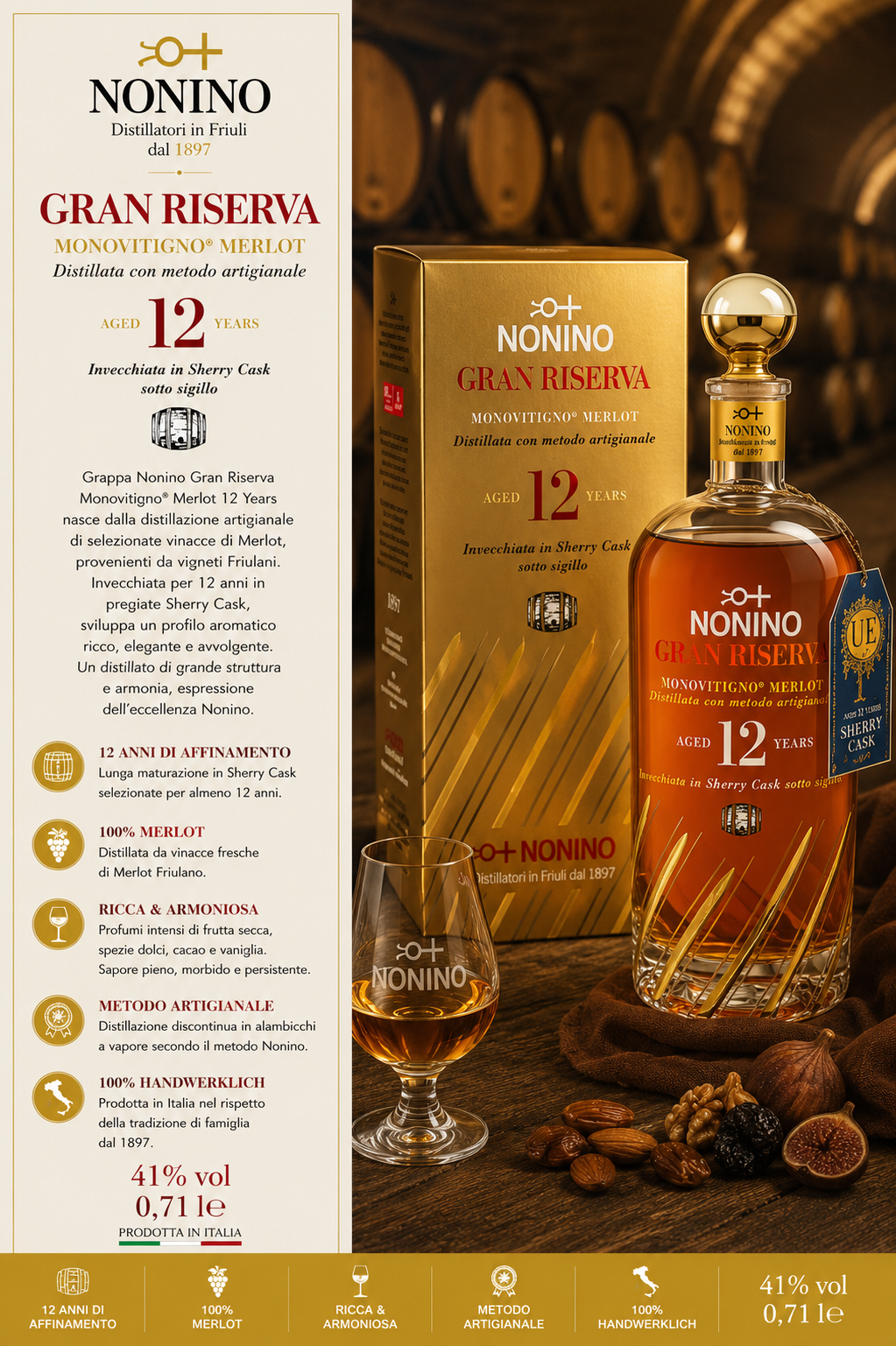 gran riserva, merlot, sherry cask, 12 years, distillato