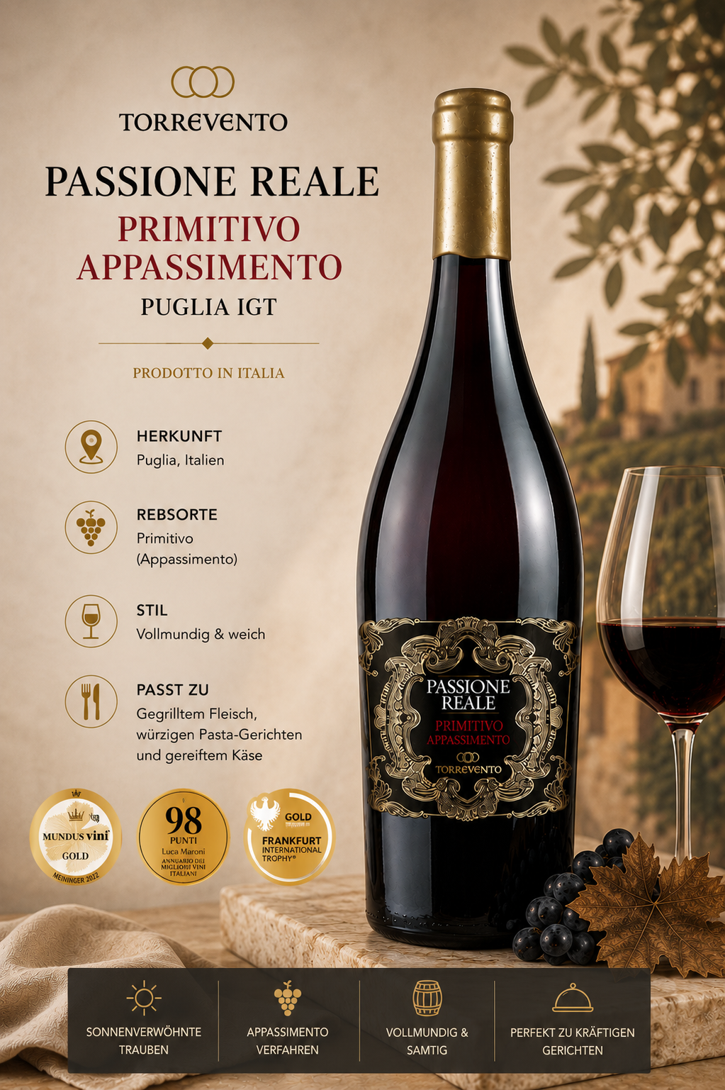 wein, rotwein, primitivo, appassimento, flasche