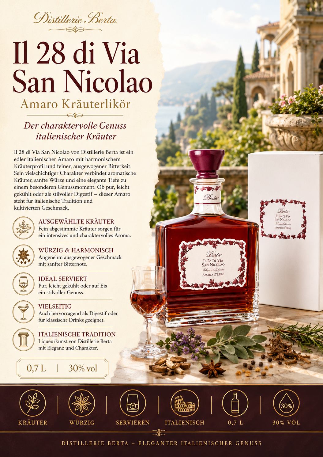 Amaro, Kräuterlikör, Glas, Flasche, Italienisch
