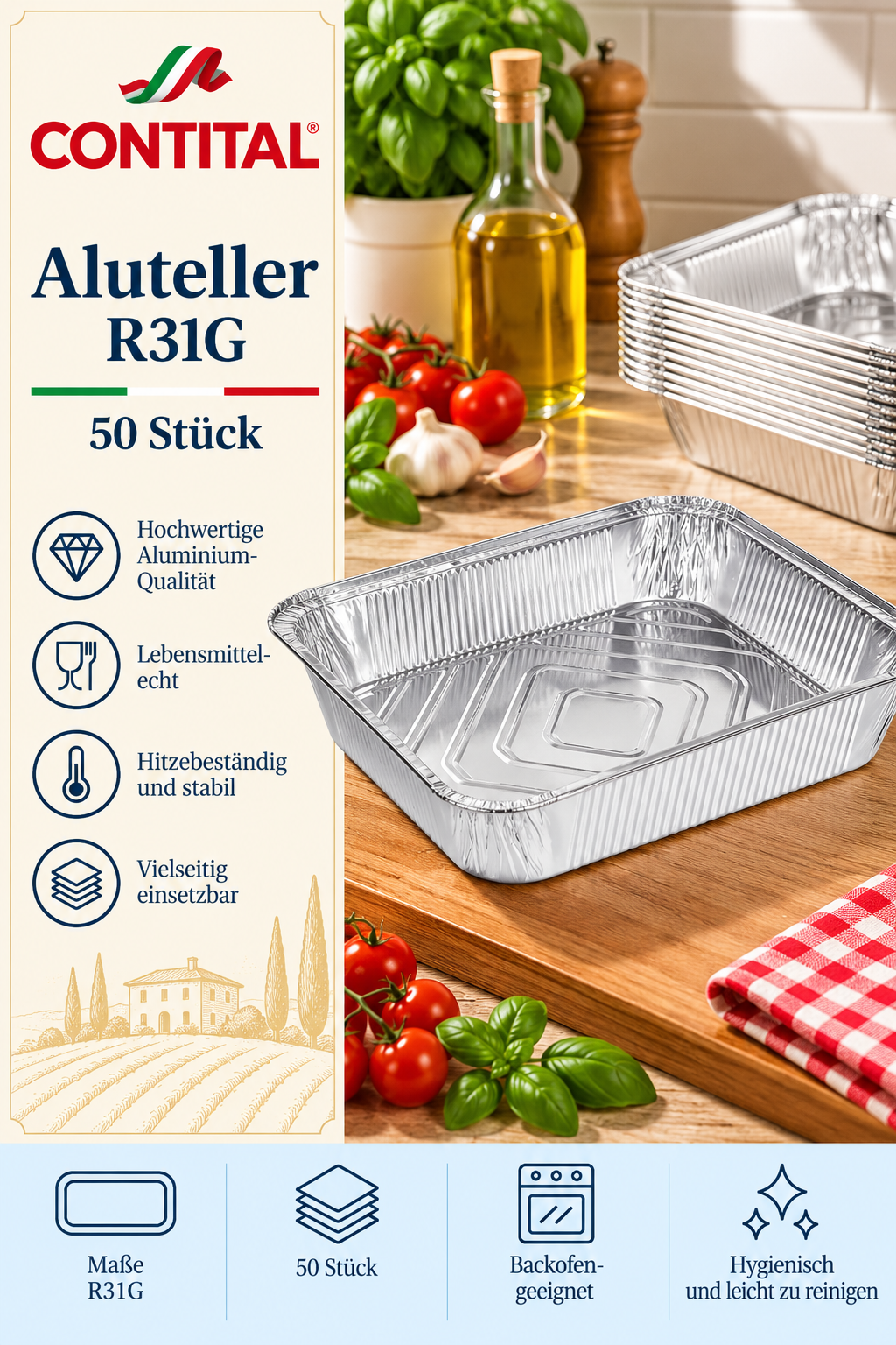 Alufolie-Backblech, Backformen, Aluminium, R31G, 50 Stück