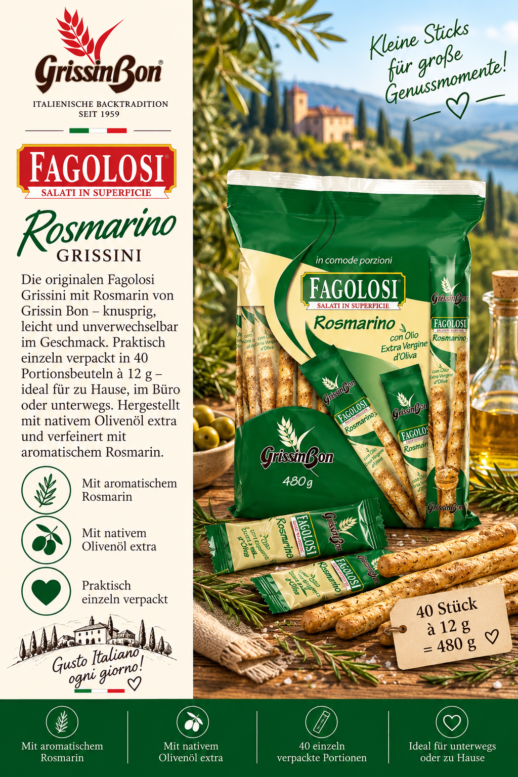 Rosmarino, Grissini, Snack, Olivenöl, Verpackung