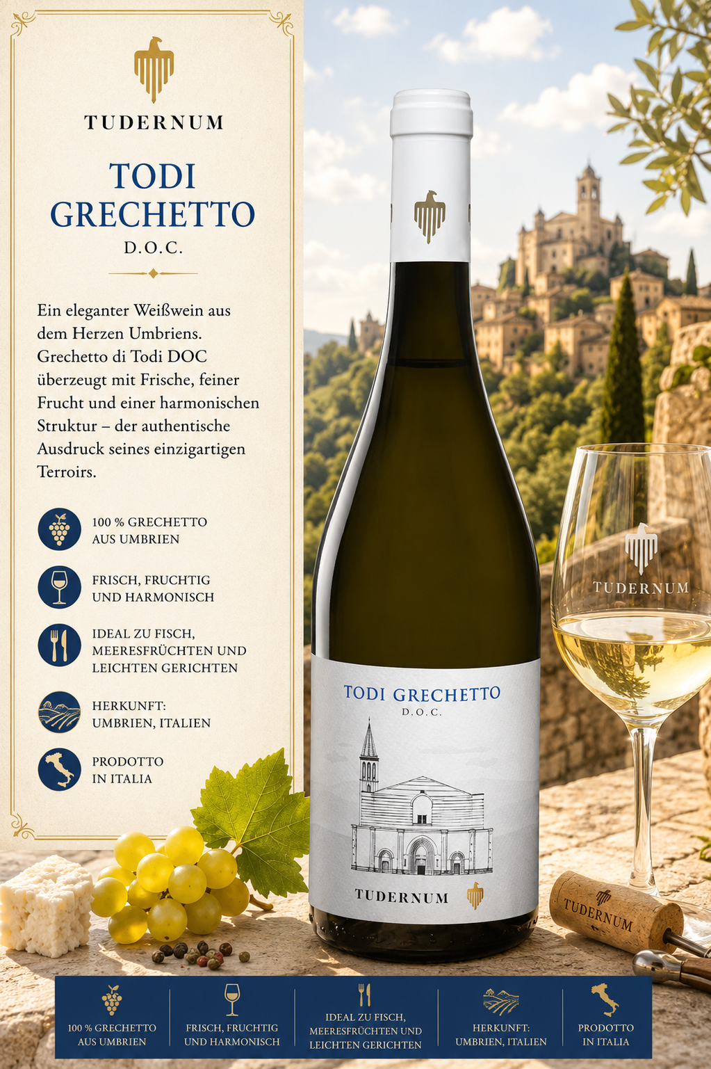Weißwein, D.O.C., Todi Grechetto, Umbrien, Italien