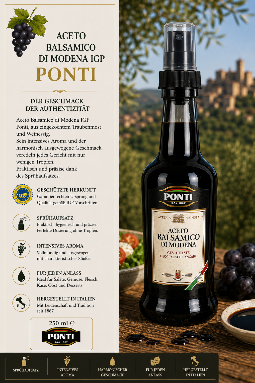 Aceto, Balsamico, Modena, Ponti, Spray
