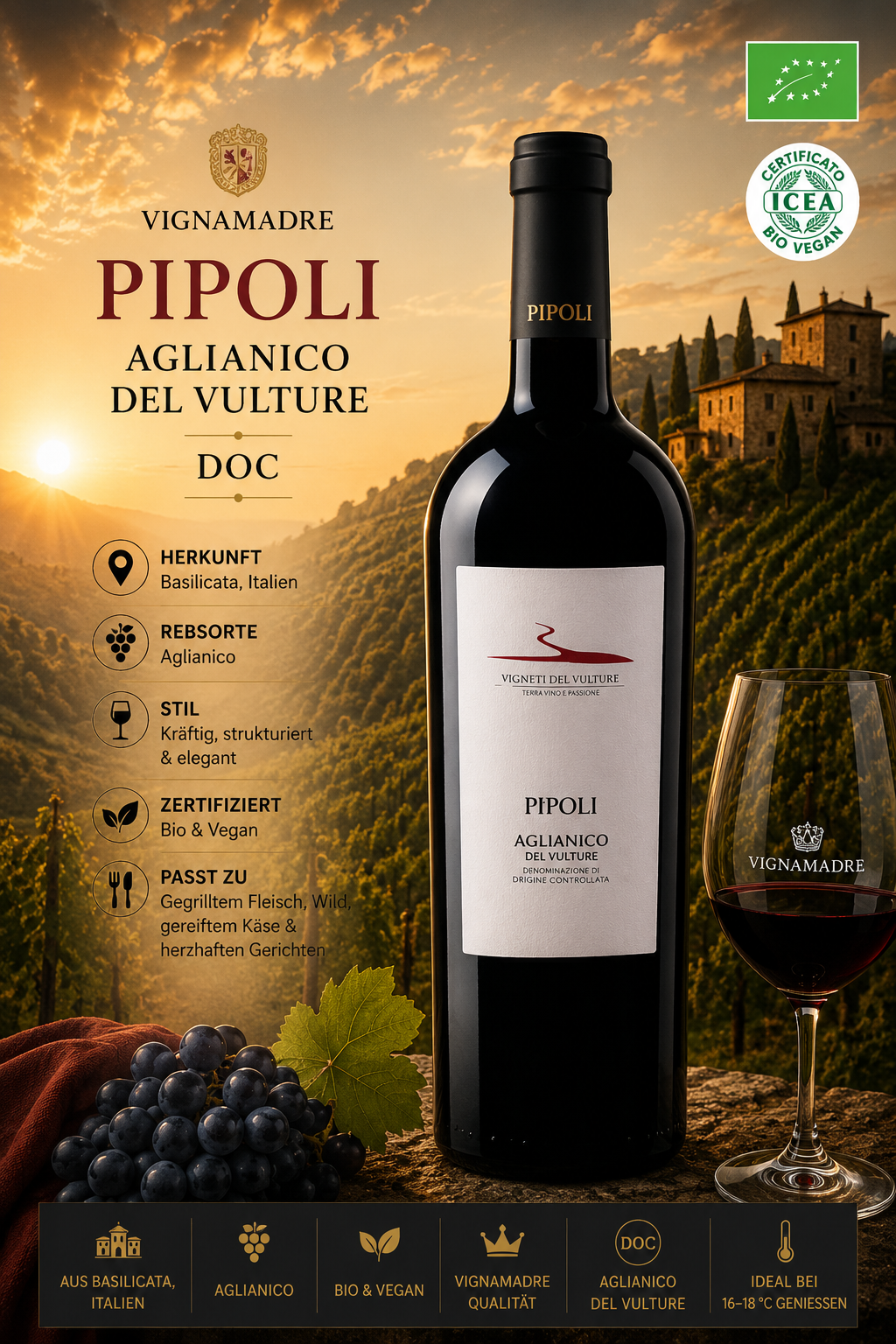 Wein, Rotwein, Pipoli, Bio & Vegan, Italienischer Wein